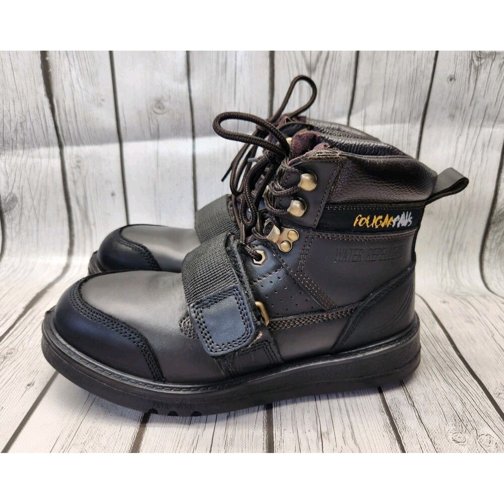 Cougar Paws Slip Resistant Roofing Boots Shoes Men's 9 Black Leather HSF-3030
